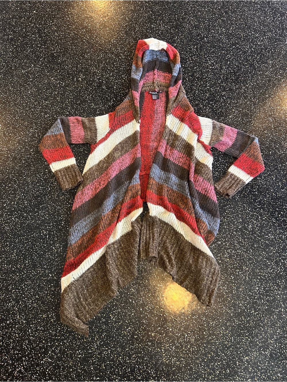 Striped Hooded Open-Front Women's Cardigan Sweater - Multicolor